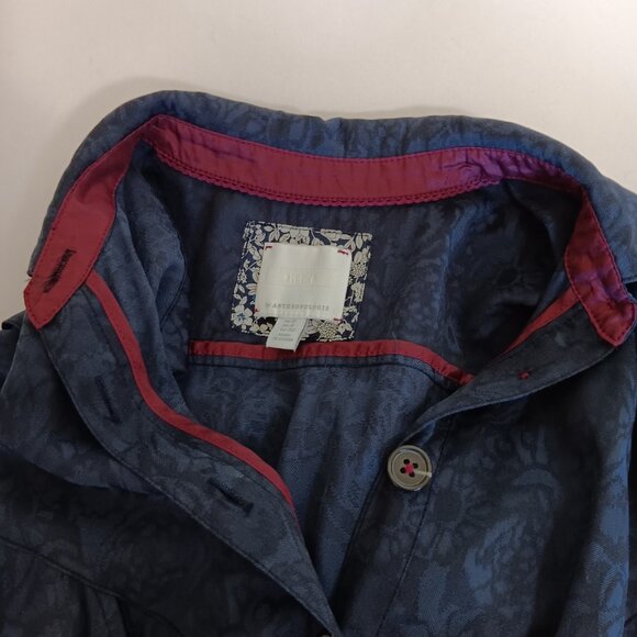 Ett Twa Anthropologie Women's Navy Blue Floral James Tie-Waist Jumpsuit Size 0 - Picture 6 of 16